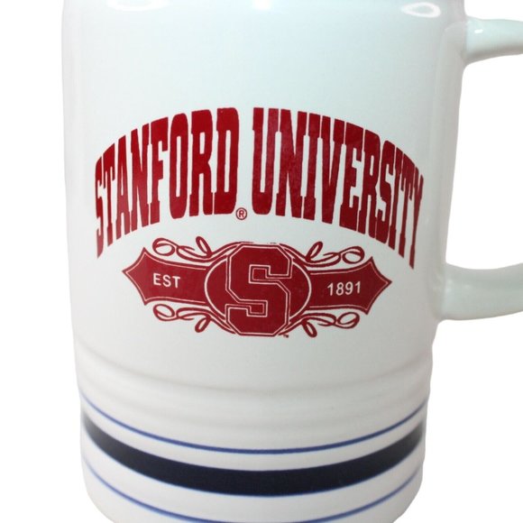 Vintage Stanford University Stein Mug Cup Coffee Tankard Black Stripes - Picture 2 of 7